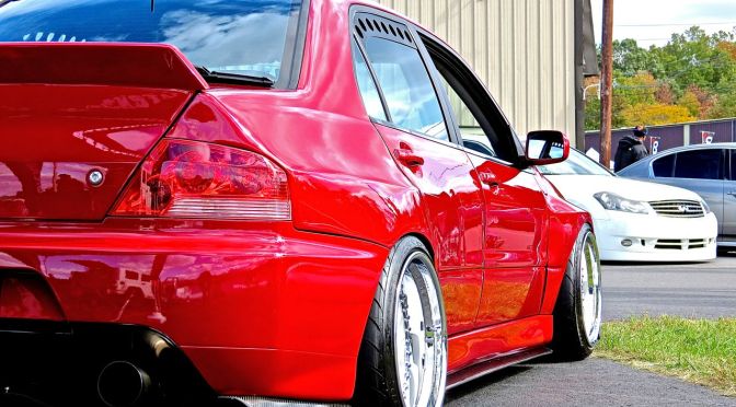 Stanced Mitsubishi Evo at First Class Fitment