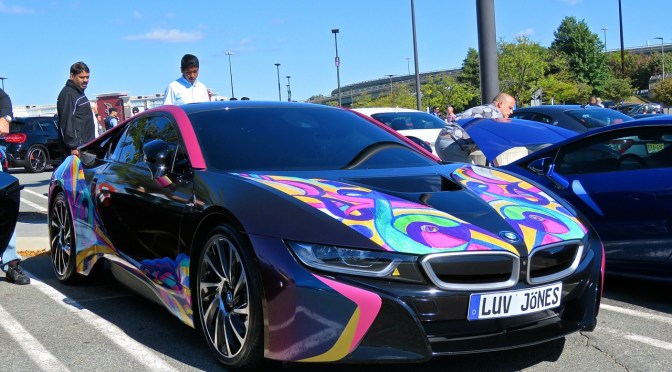 A very arty BMW i8 at Cars and Caffe