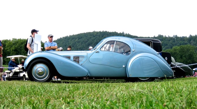The Blue Bugatti Type 57 SC Atlantic Coupe at Lime Rock Park