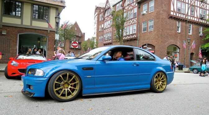 A cleanly modded BMW E46 M3 at he Scarsdale Concours