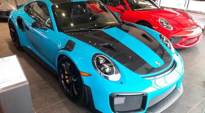 Porsche GT2 RS in Miami Blue at Porsche of Princeton